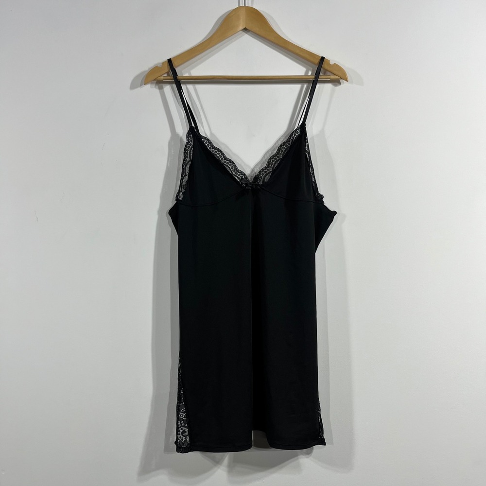 Vintage Y2K Black Lace Trim Slip Dress Chemise Womens Medium Fairy Grunge Hoco